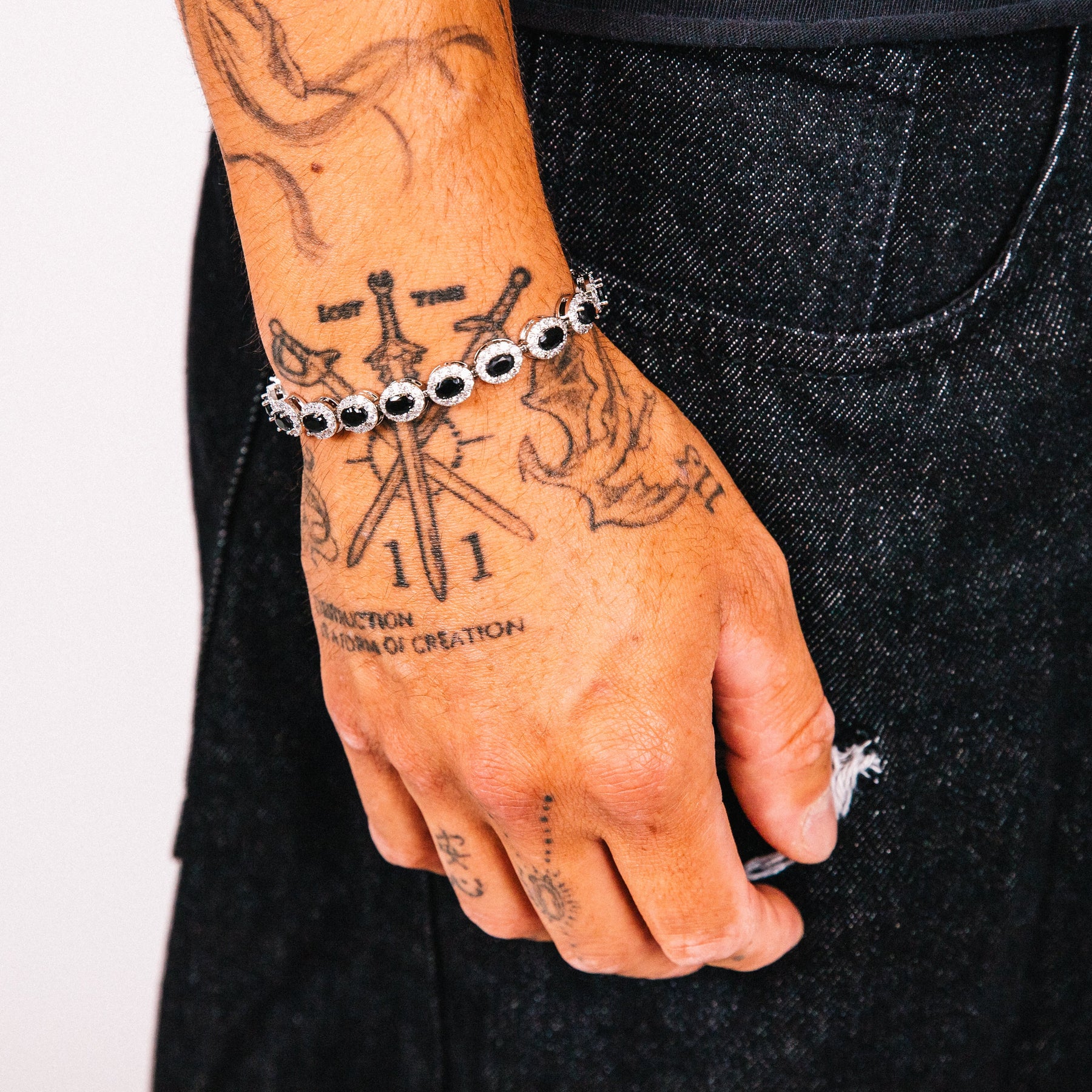 Black Halo Cut Mens Bracelet