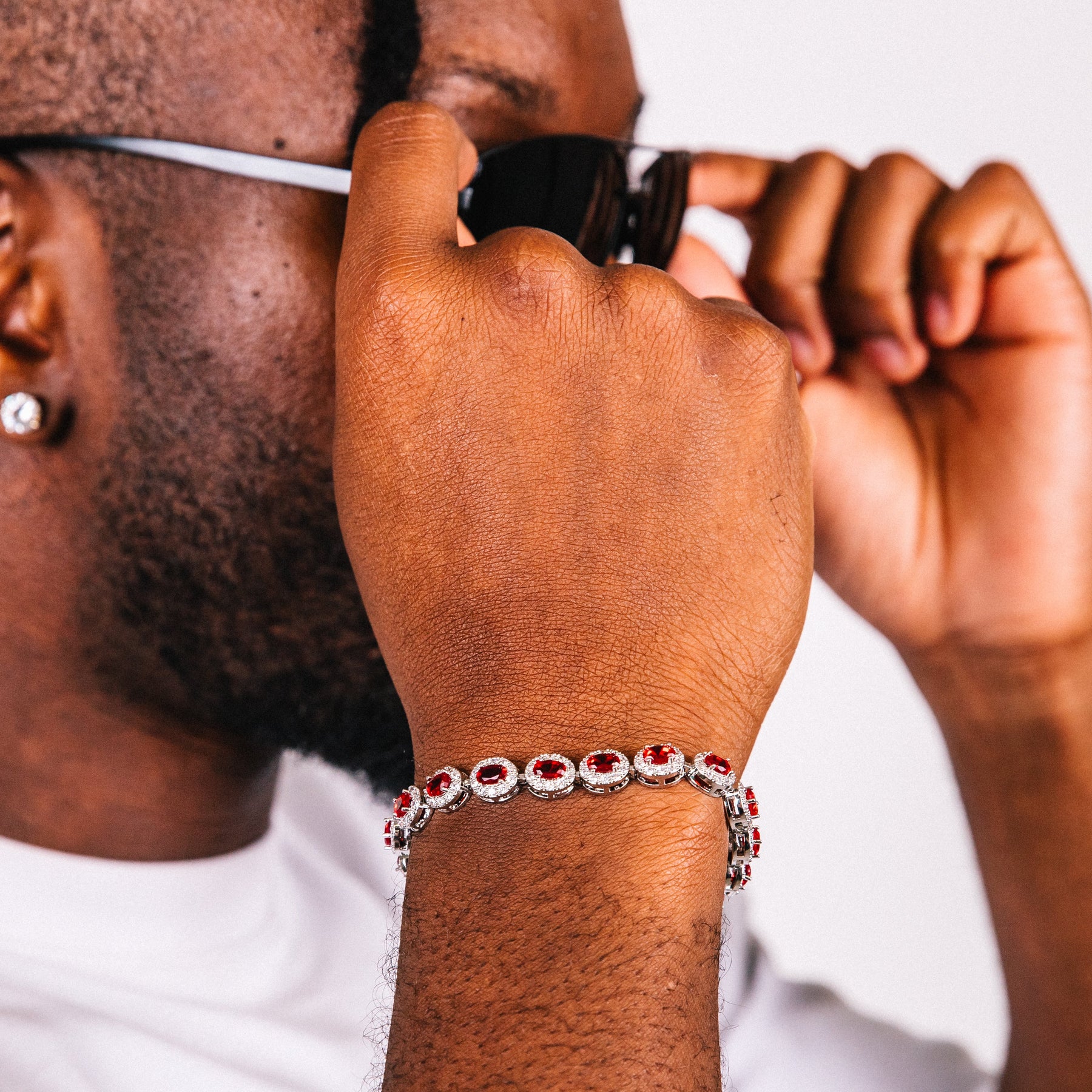 Red Halo Cut Mens Bracelet