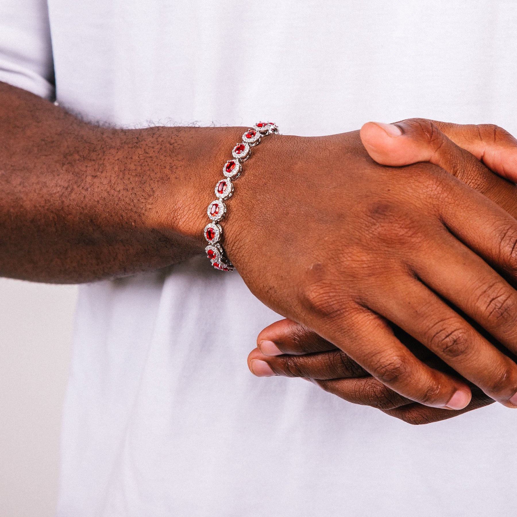 Red Halo Cut Mens Bracelet