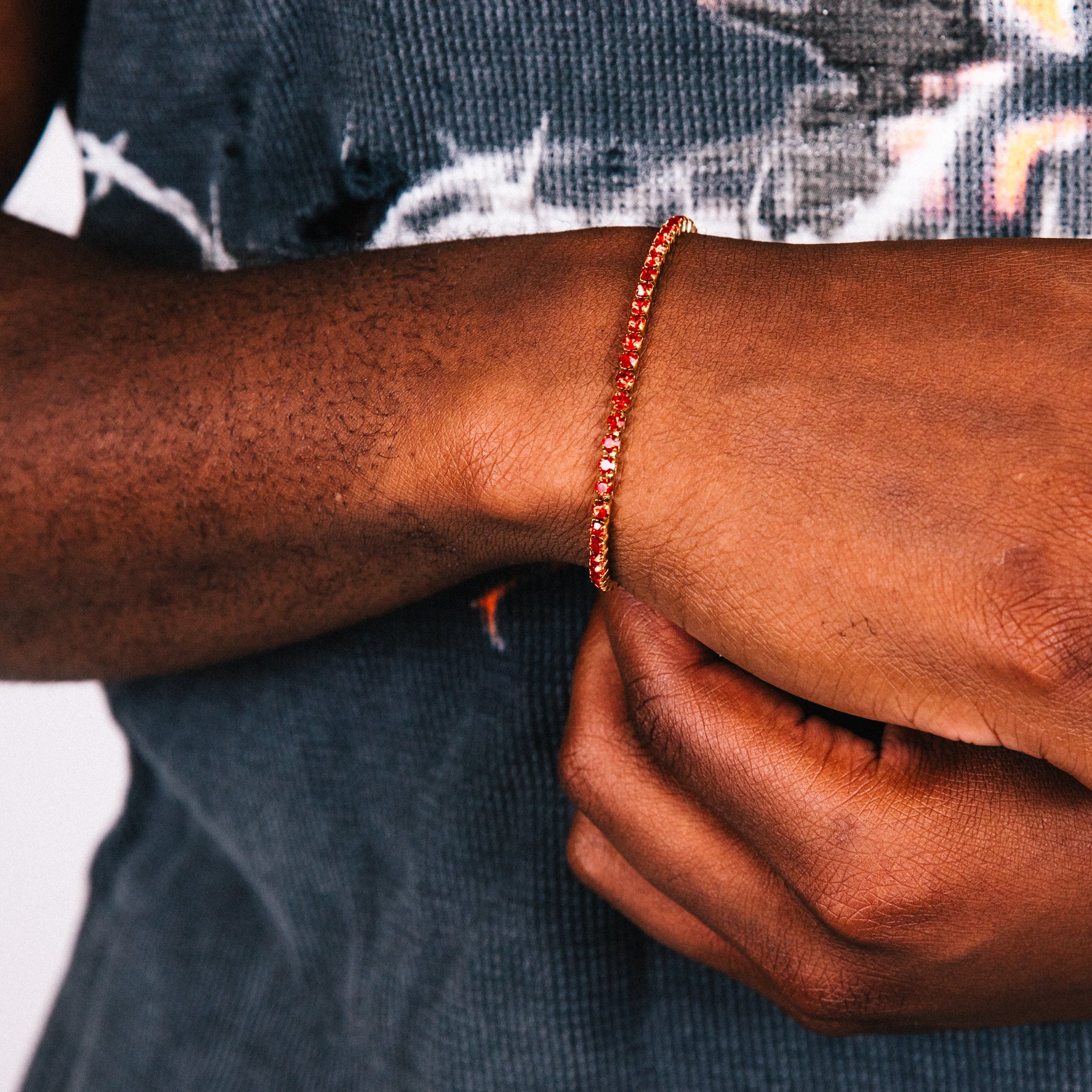 Red Royce Mens Stainless Steel Bracelet