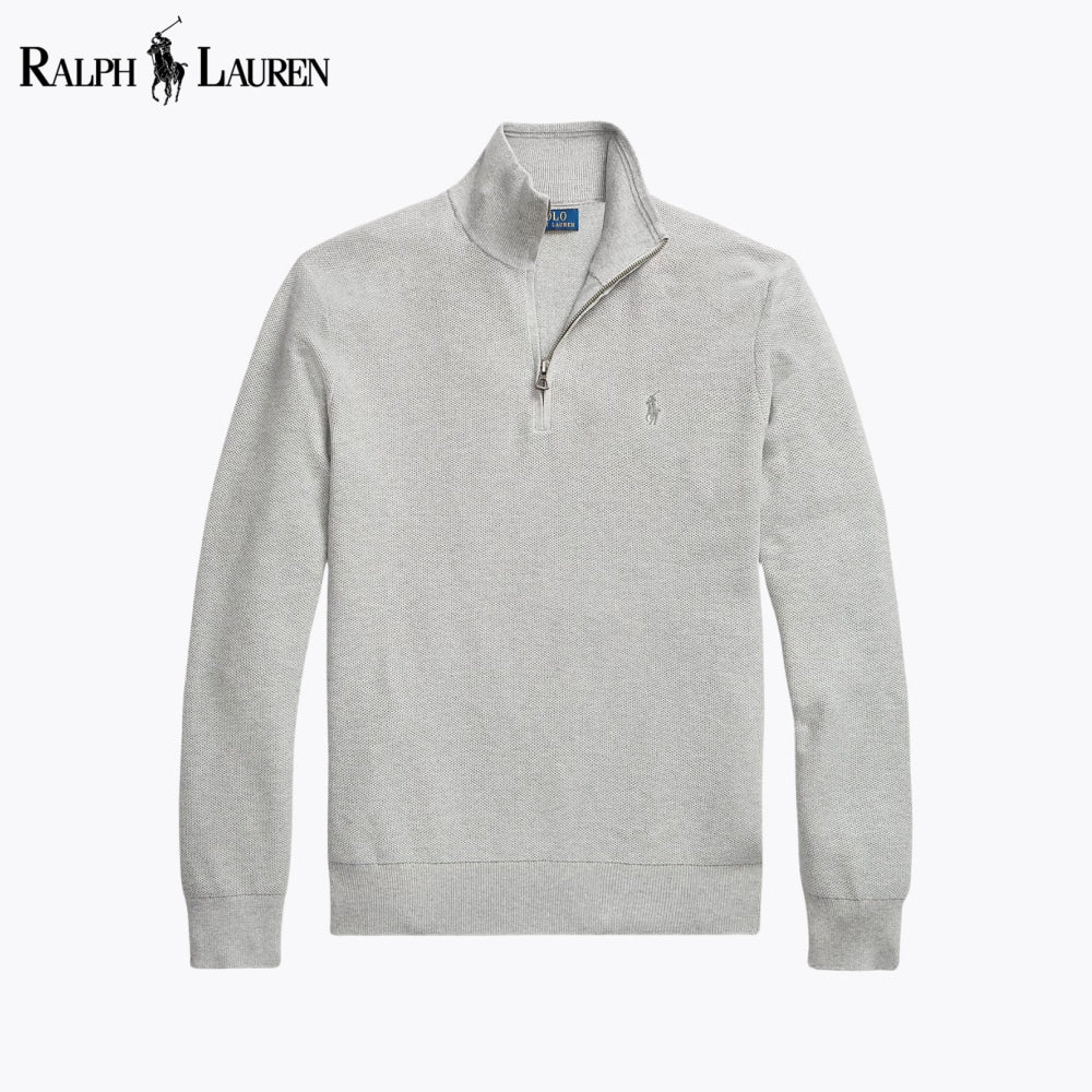 RL Mesh-Knit Cotton Quarter-Zip Sweater