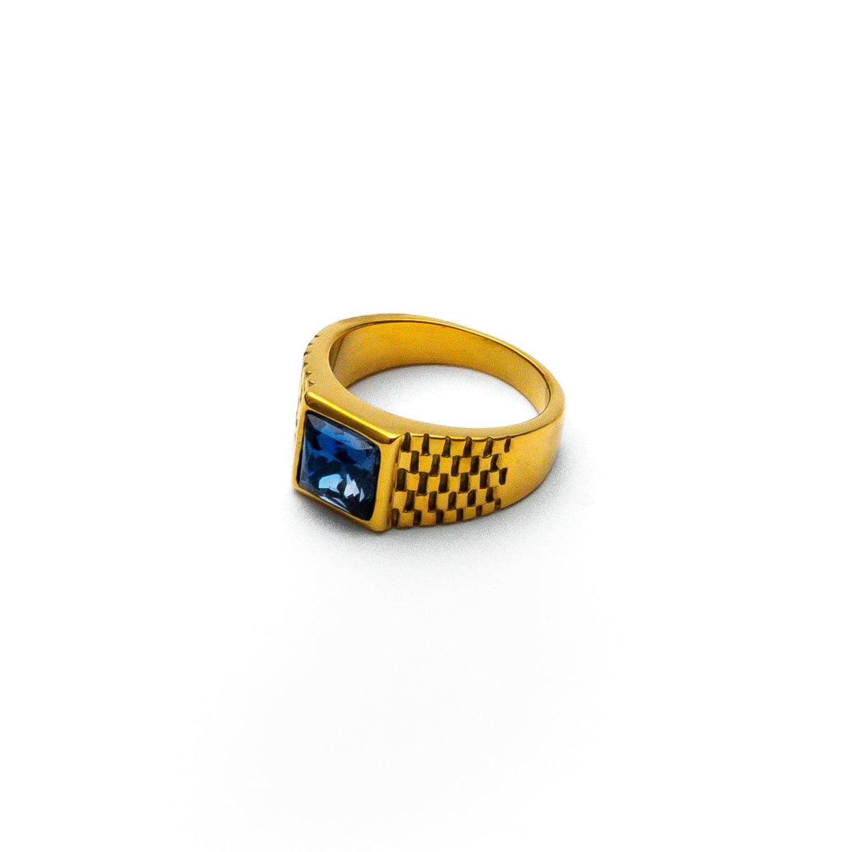 Anel Masculino Dourado Blue Relix