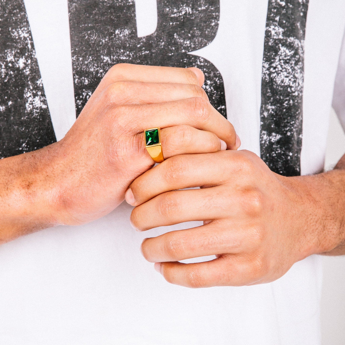 Anel Masculino Dourado Green Opium