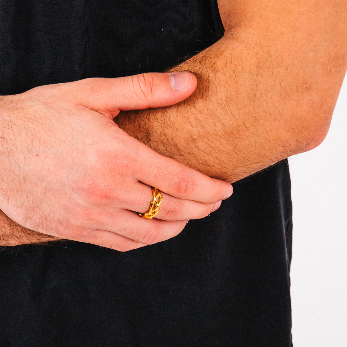 Anel Masculino Dourado Solice