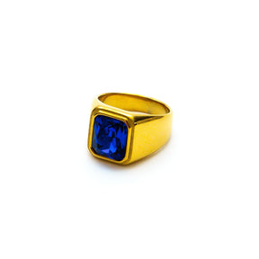 Anel Masculino Dourado Vivant Azul