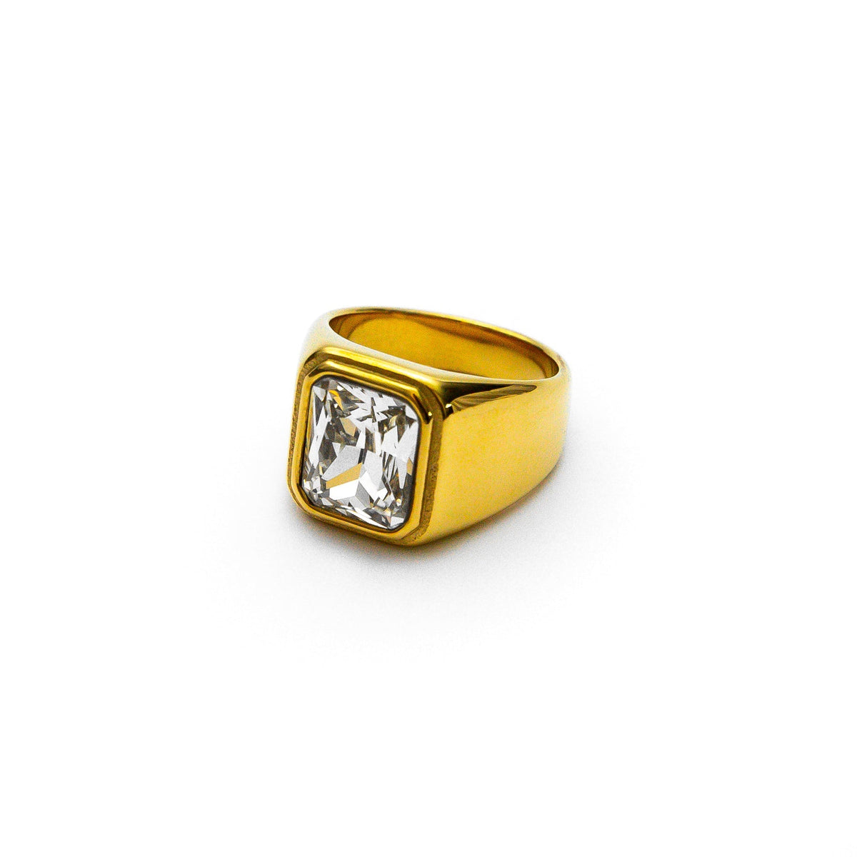 Anel Masculino Dourado Vivant Branco
