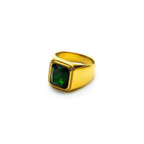 Anel Masculino Dourado Vivant Verde