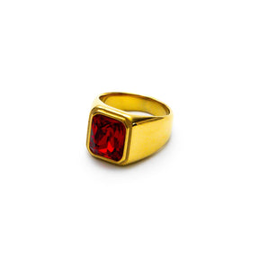 Anel Masculino Dourado Vivant Vermelho