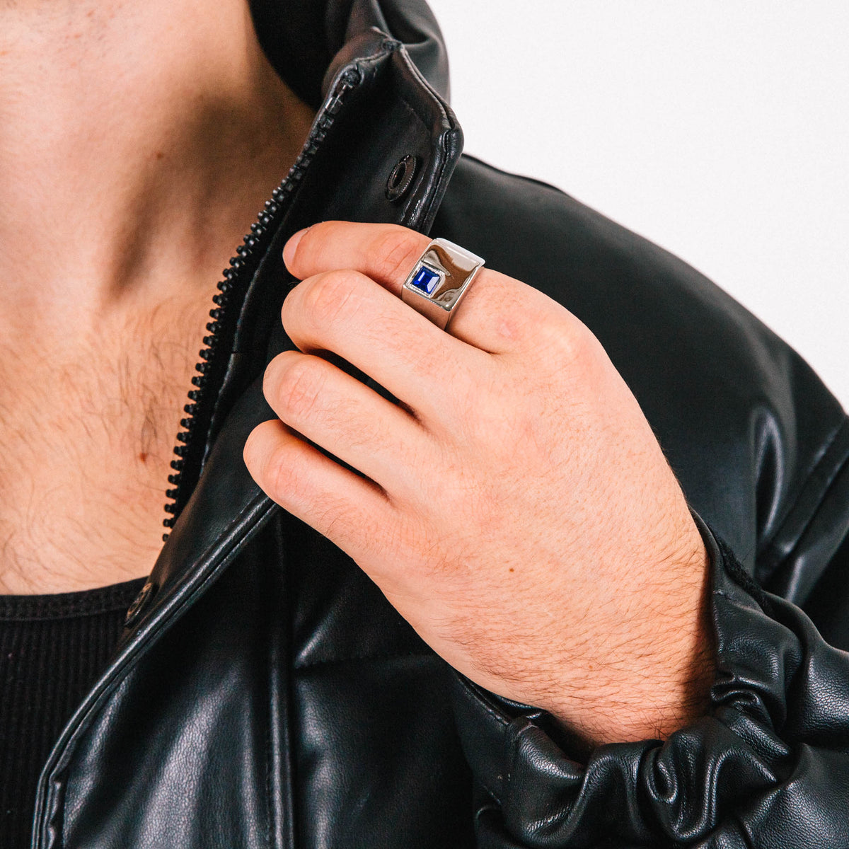 Blue Nova Mens Stainless Steel Ring