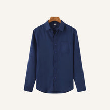 Camisa de Linho Masculina Manga Longa Milford azul marinho 