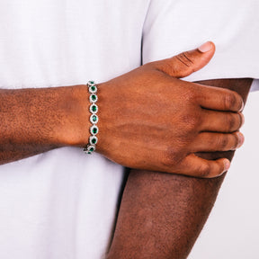 Emerald Halo Cut Mens Bracelet