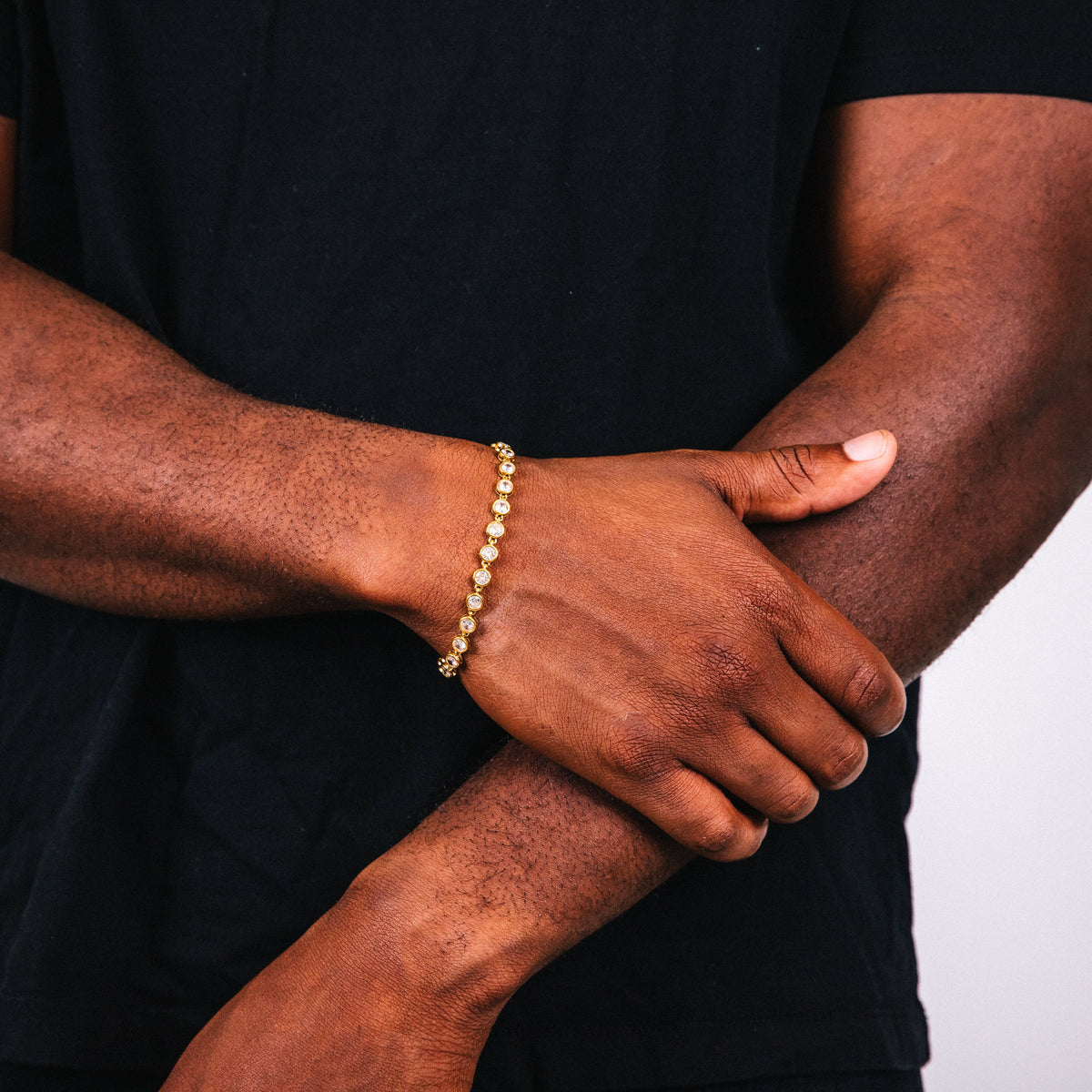 Glace Cristallo Gold Mens Stainless Steel Bracelet