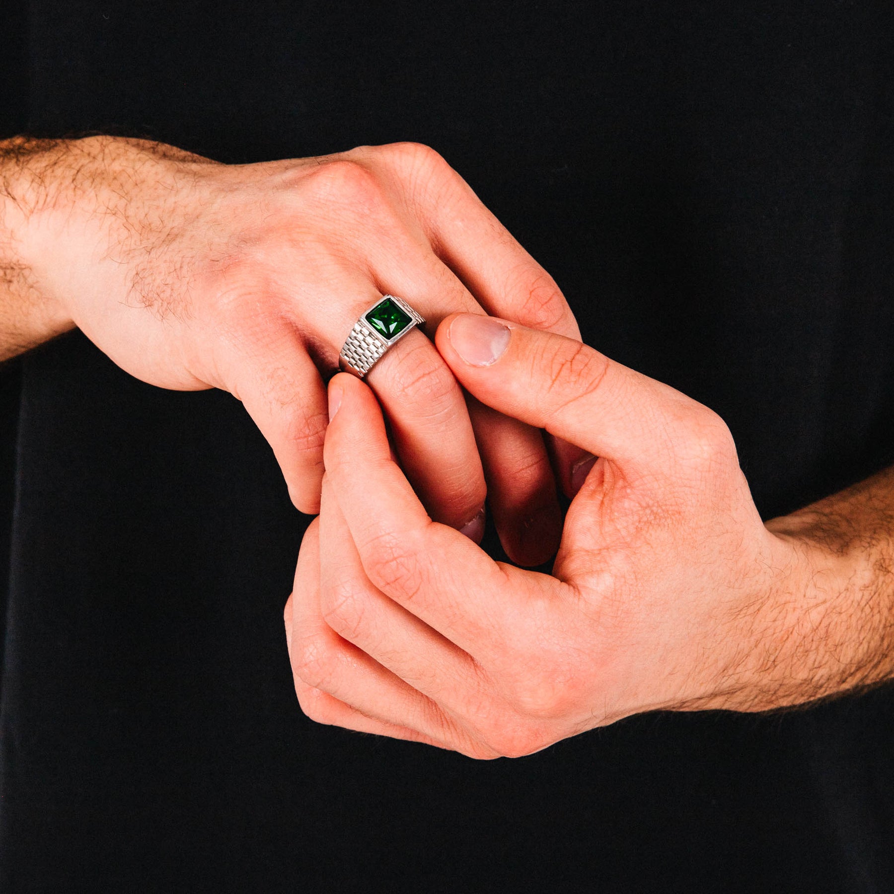 Green Relix Men’s Stainless Steel Ring