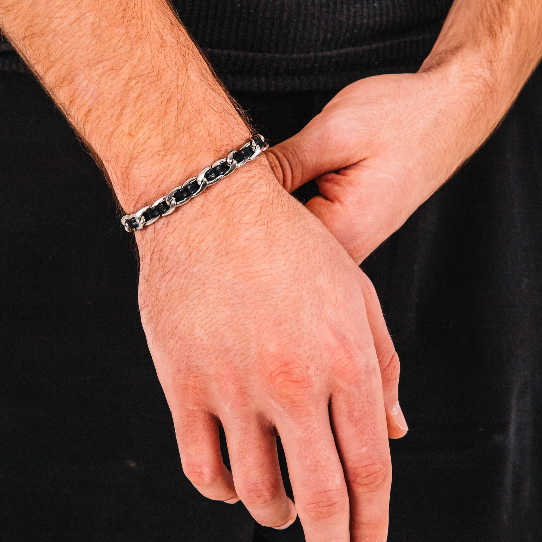 Merlo Men's Stainless Steel & Leather Bracelet