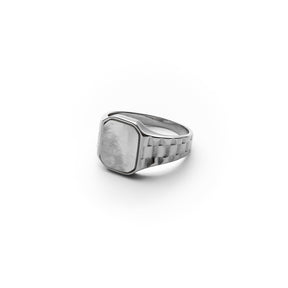 Monarch Mens White Stone Stainless Steel Ring