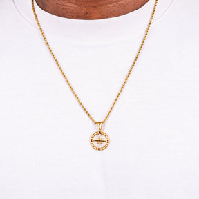 Navius Mens Gold Tone Compass Necklace