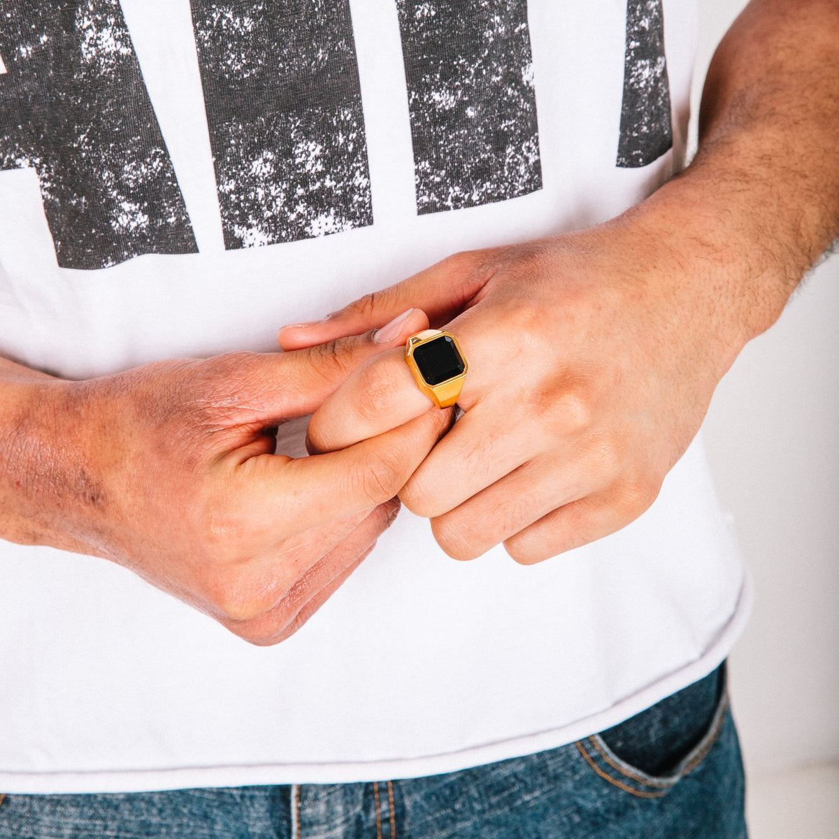 Radium Mens Gold Stainless Steel Ring
