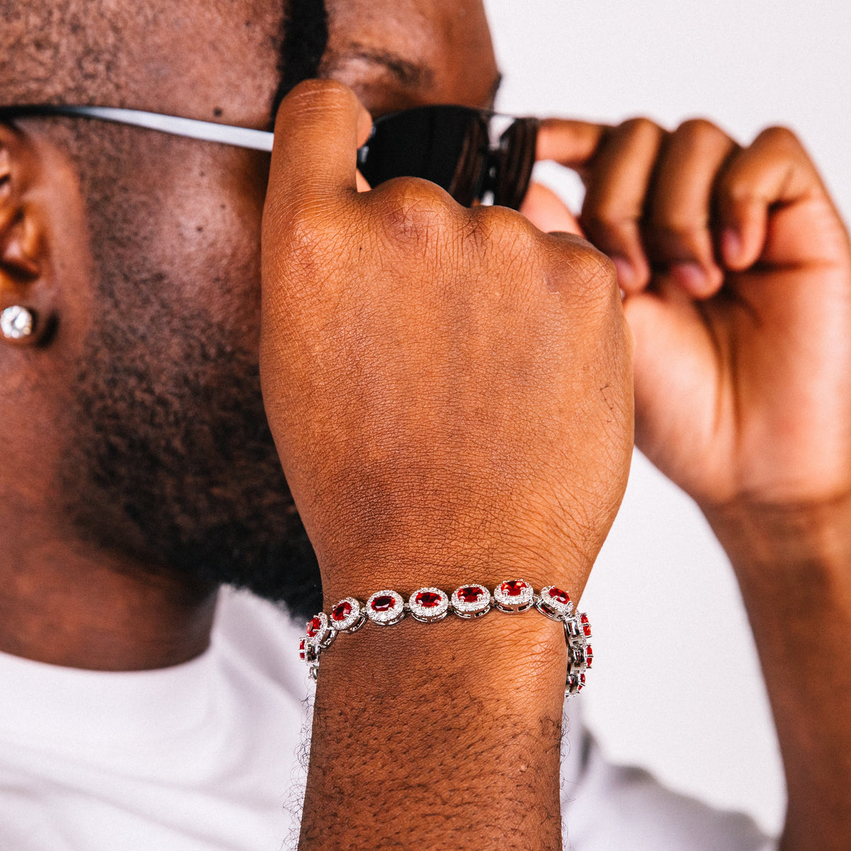 Red Halo Cut Mens Bracelet