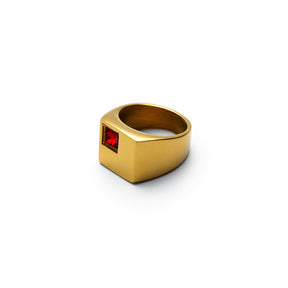 Red Nova Mens Gold Stainless Steel Ring