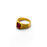 Red Relix Mens Gold Stainless Steel Ring