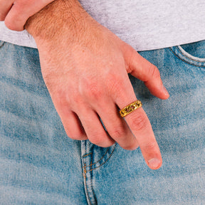 Relo Mens Gold Staonless Steel Ring