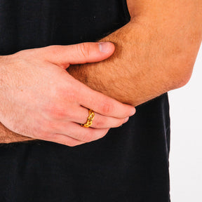Solice Mens Gold Stainless Steel Ring