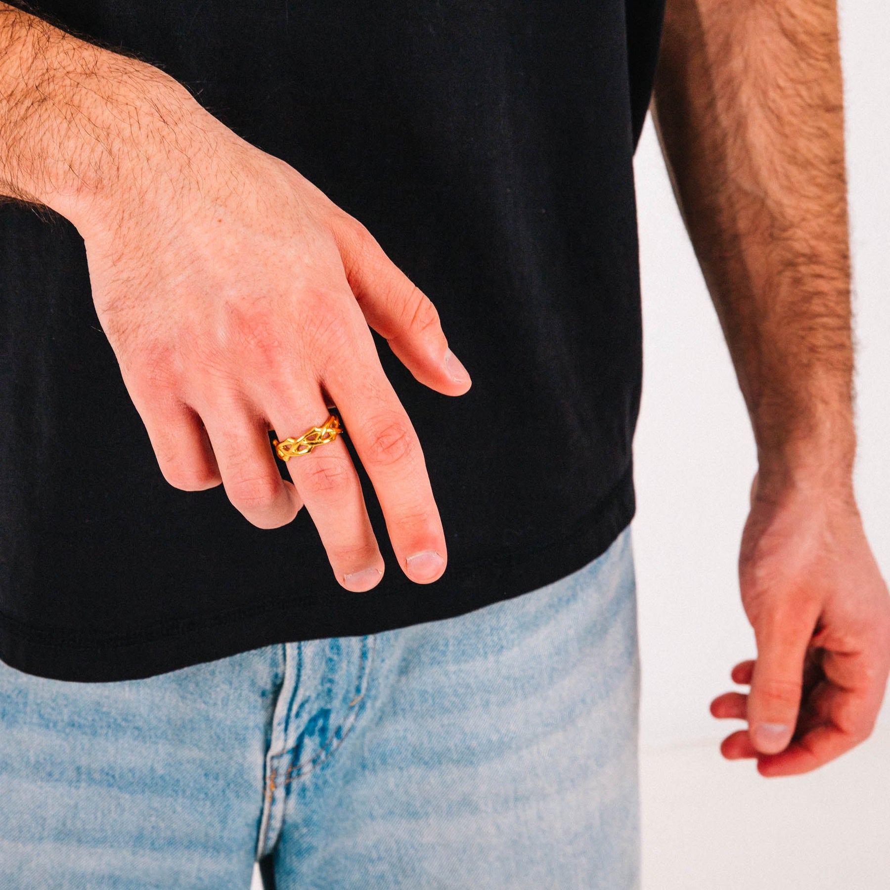 Solice Mens Gold Stainless Steel Ring