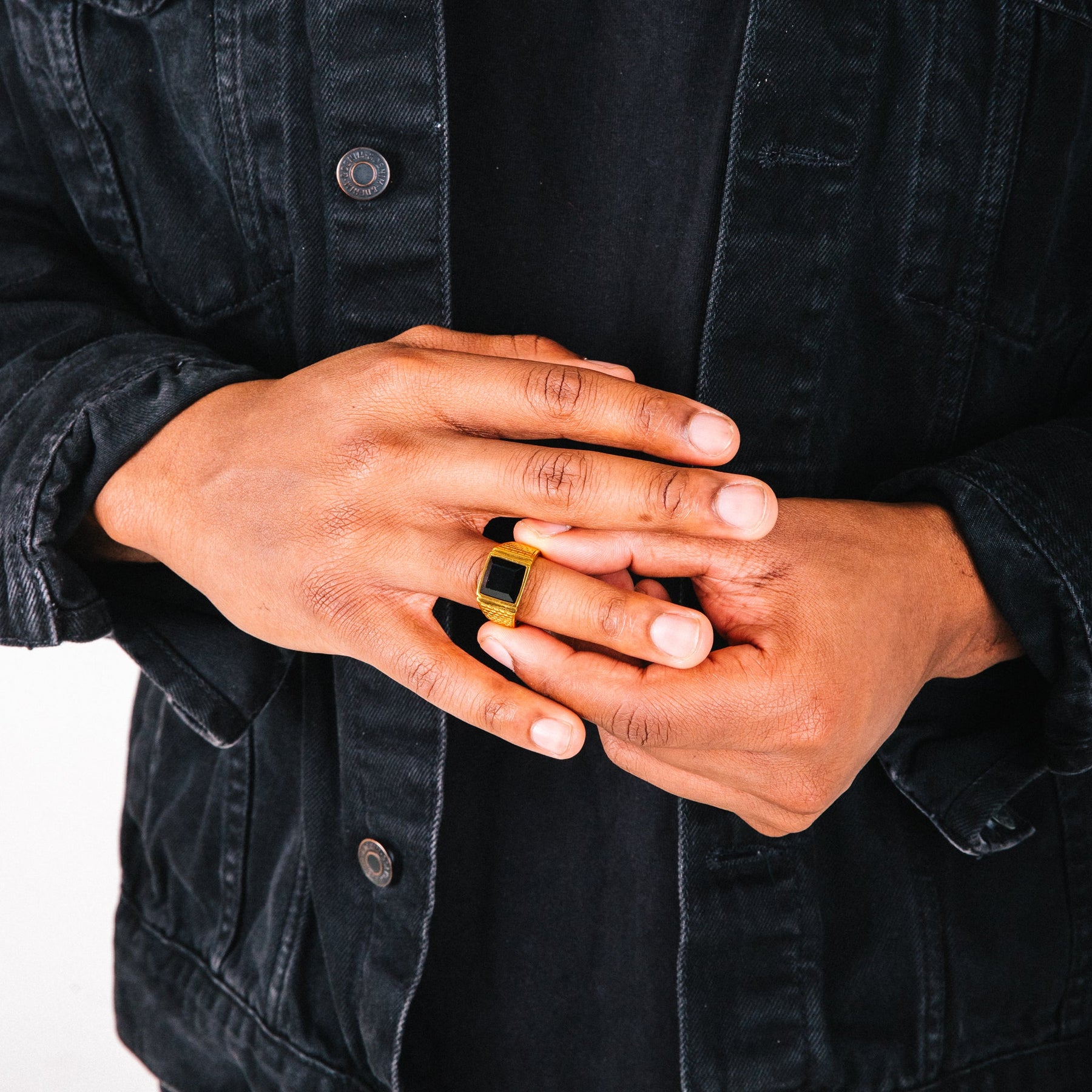 Syndicate Mens Gold Stainless Steel Ring
