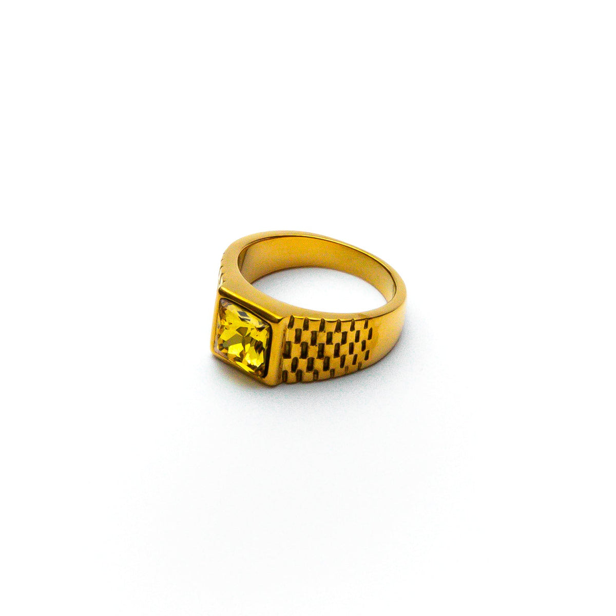 Yellow Relix Mens Gold Stainless Steel Ring