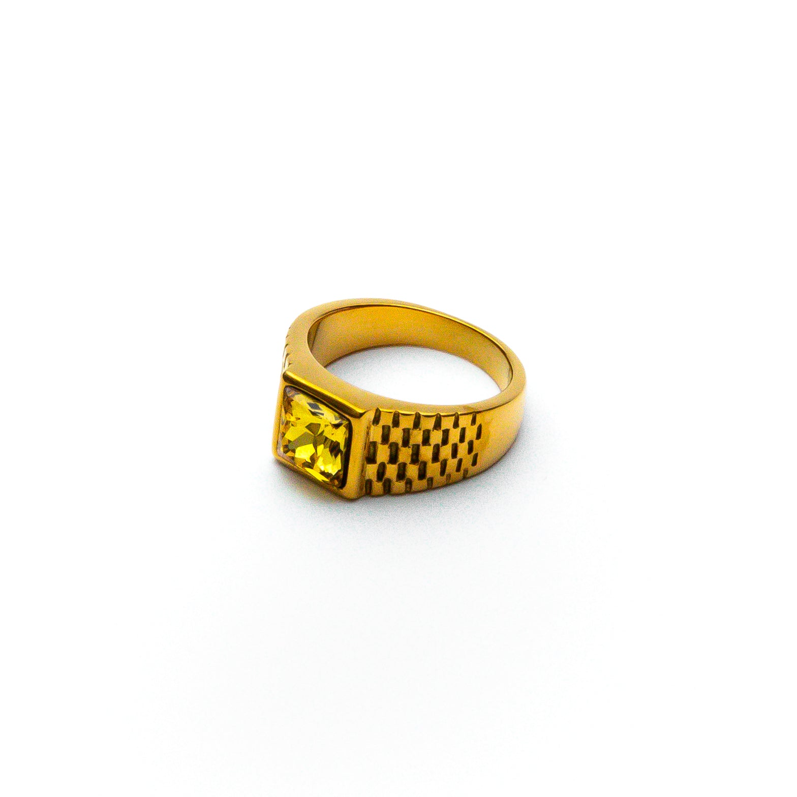 Yellow Relix Mens Gold Stainless Steel Ring
