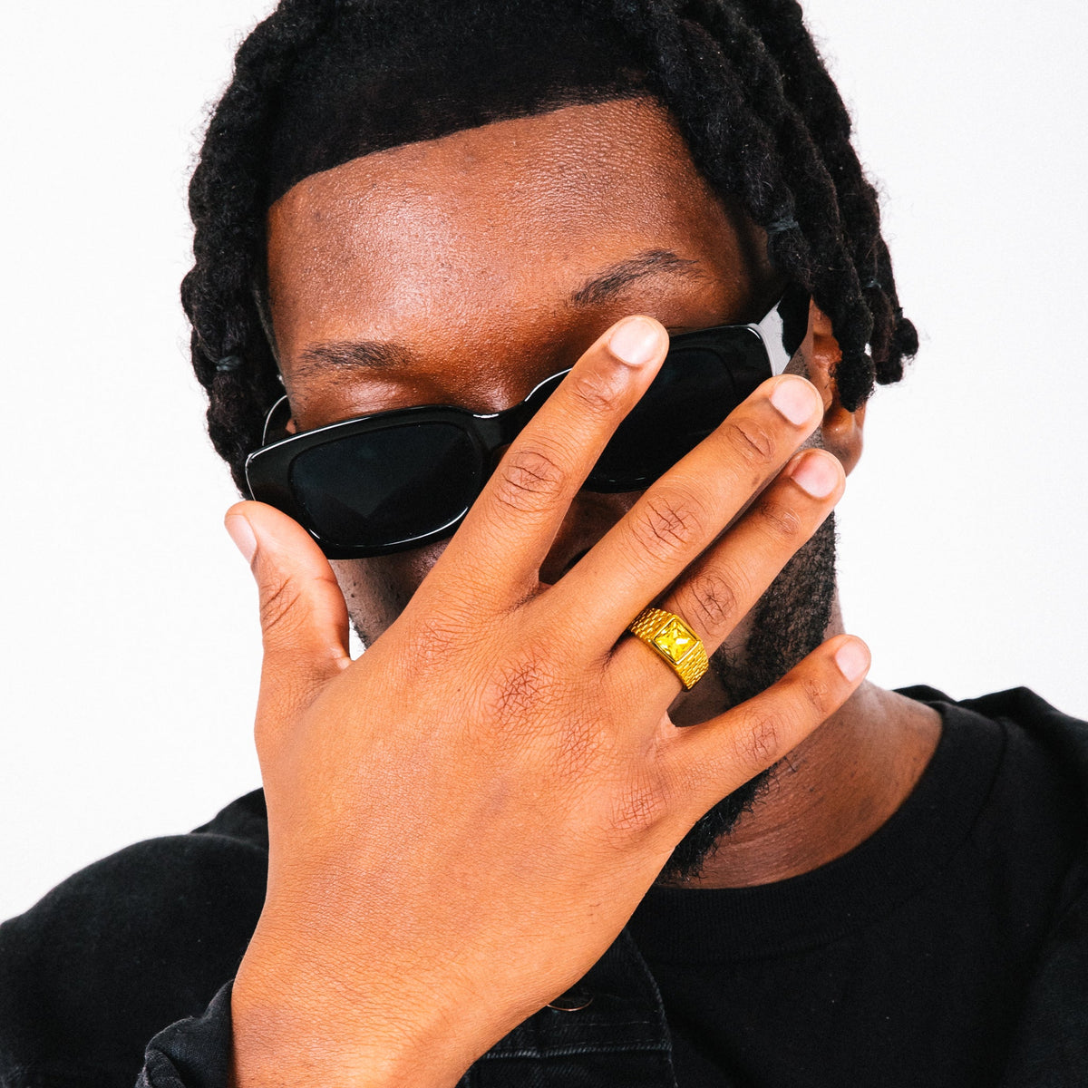 Yellow Relix Mens Gold Stainless Steel Ring