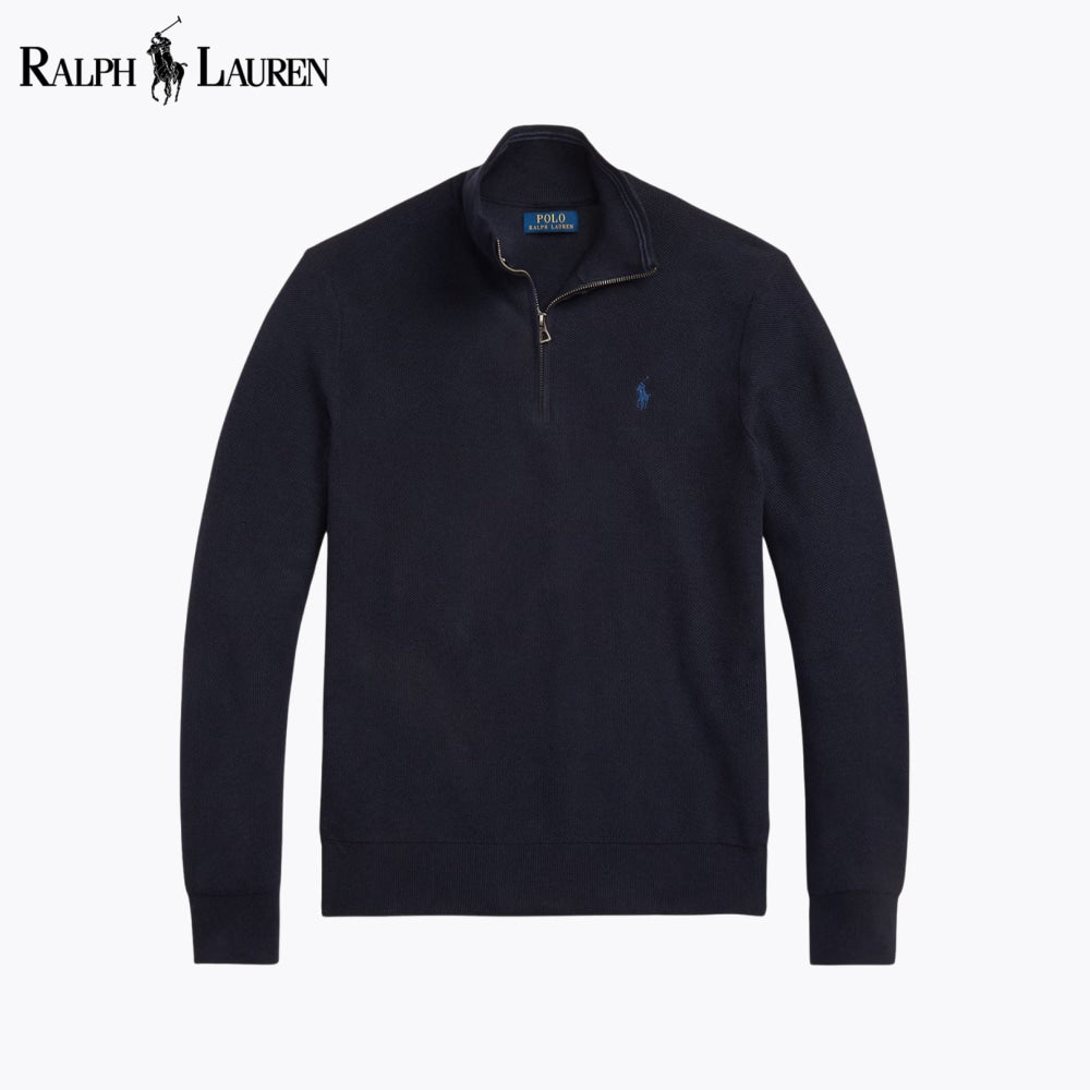 RL Mesh-Knit Cotton Quarter-Zip Sweater
