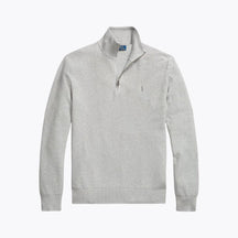 Mesh-Knit Cotton Quarter-Zip Sweater
