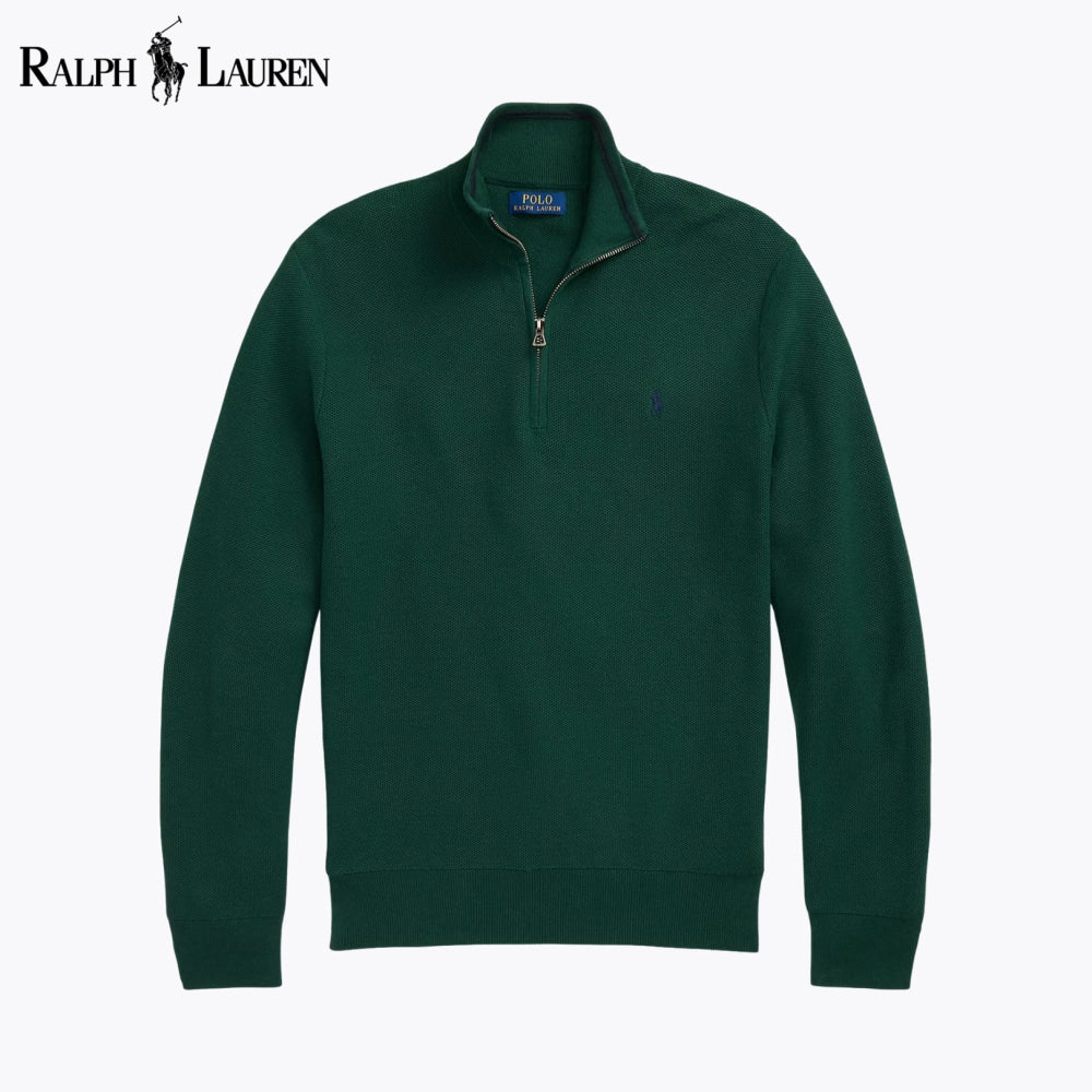 RL Mesh-Knit Cotton Quarter-Zip Sweater